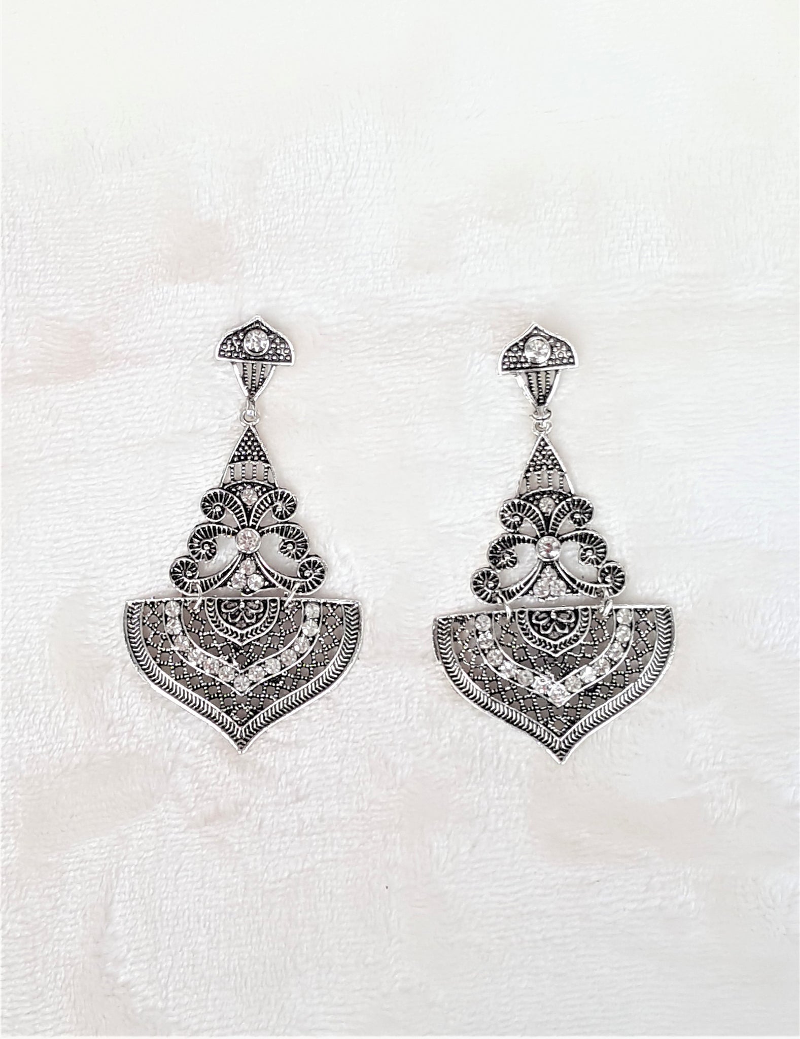 Silver matte big jumka earrings – Aabharana
